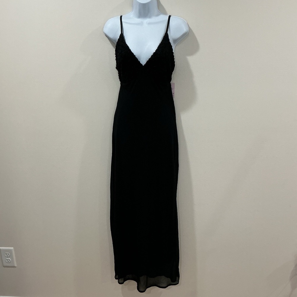 Wild Fable Black Rosette Tie Back Maxi Dress Small Open Back Whimsigoth NWT